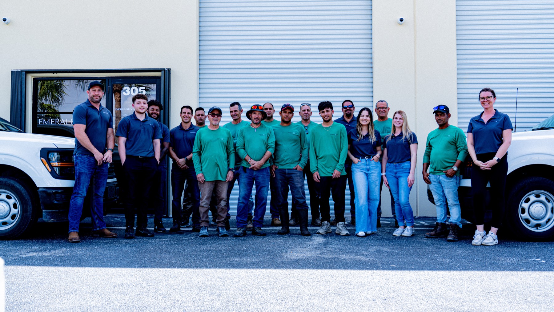 The Emerald Green team outside their Fort Myers headquarters